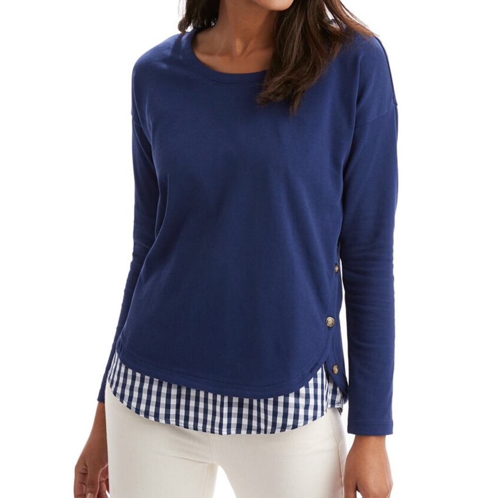 3-In-1 Mixed Media Gingham Pullover